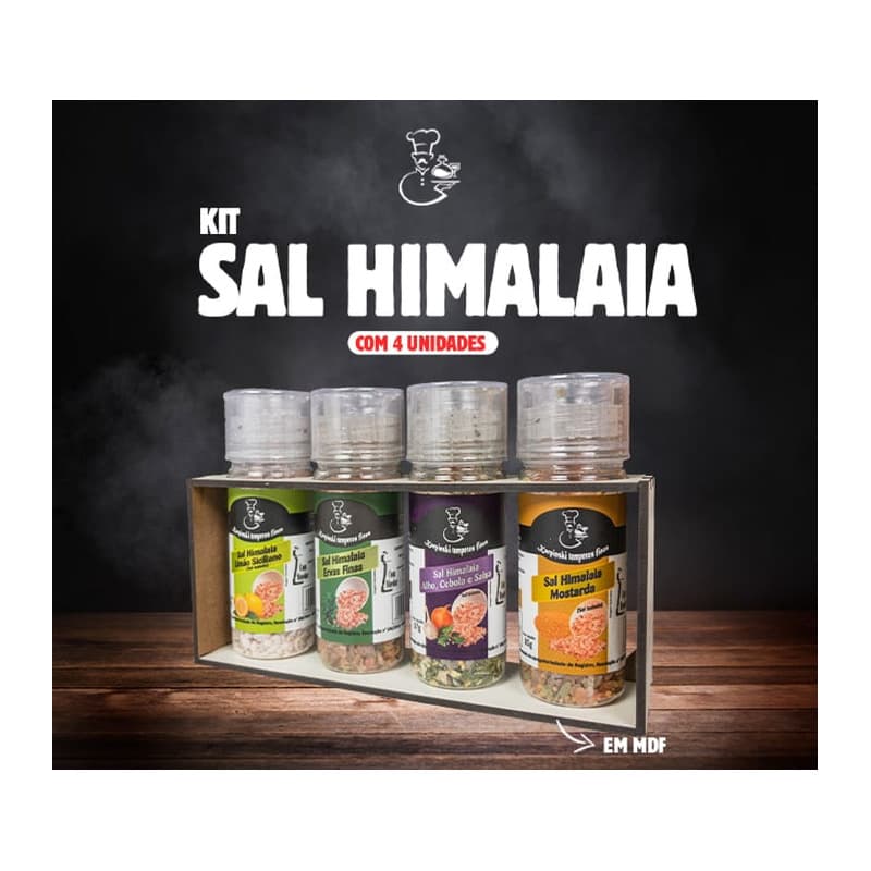 Kit Sal Himalaia Temperado 1 Karpinski Temperos Finos com base em MDF