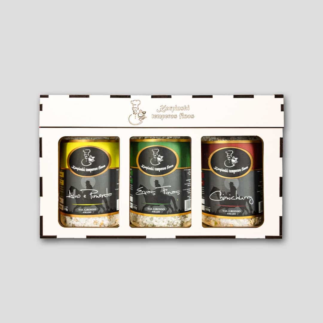 Kit Toque Gourmet by Karpinski Temperos Finos com caixa de MDF branca