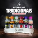 Kit com 11 Temperos Tradicionais Karpinski Temperos Finos com base em MDF branca