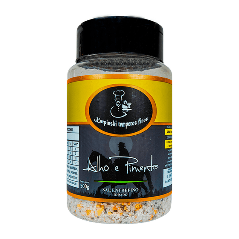 Sal Parrila Alho e Pimenta Karpinski Temperos Finos em pote de 500 g