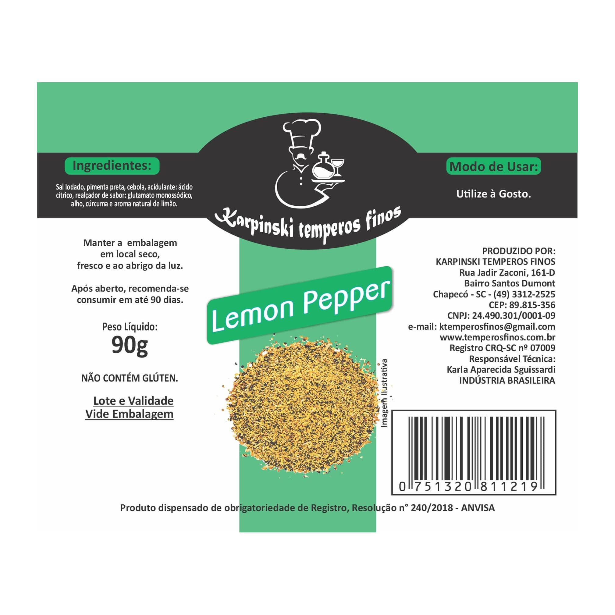 Tempero Lemon Pepper Karpinski Temperos Finos - foto 2