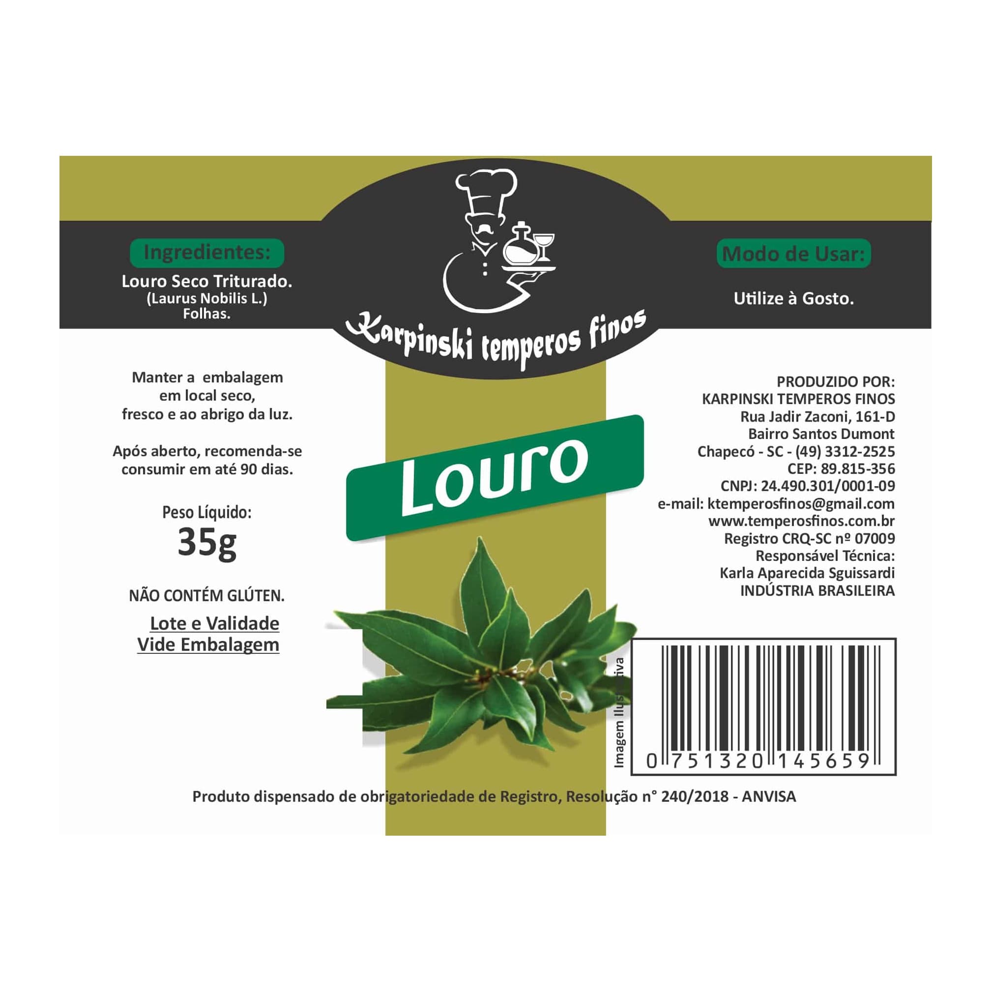 Louro Triturado – Tempero Aromático Karpinski Temperos Finos - foto 2