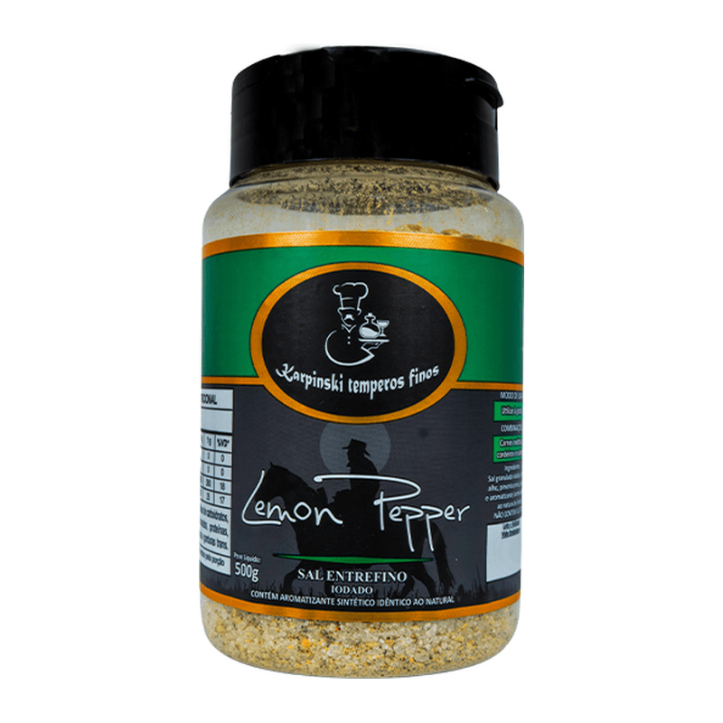 Sal Parrila Lemon Pepper Karpinski Temperos Finos em pote de 500 g