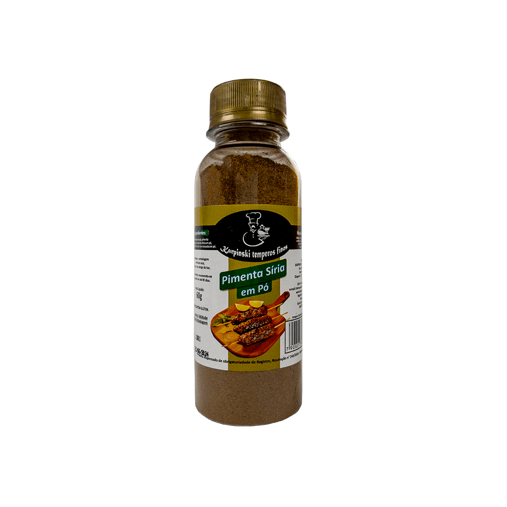 Pimenta Síria em Pó Karpinski Temperos Finos, embalagem de 60g