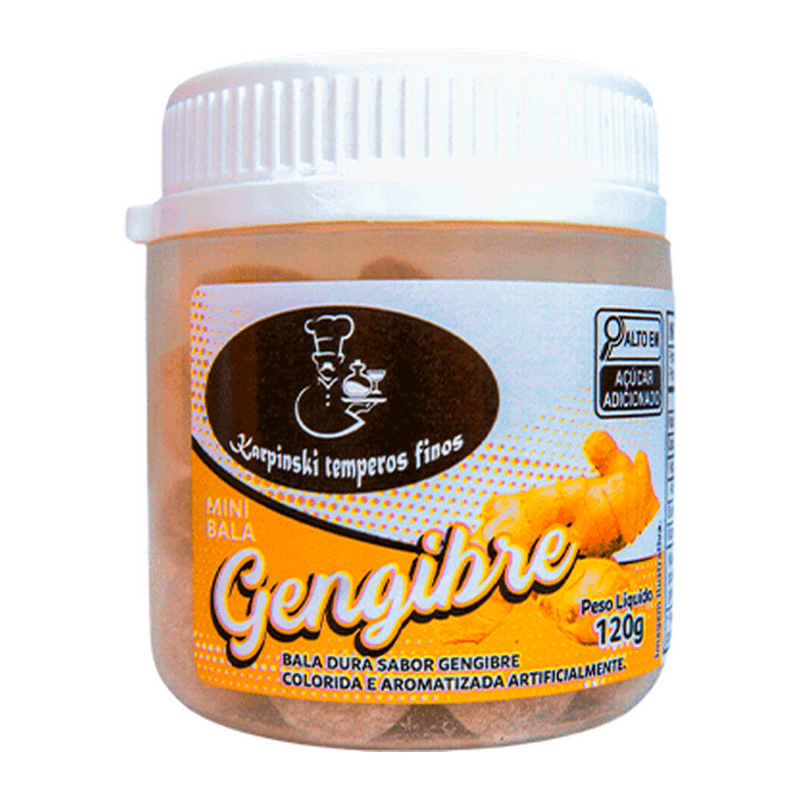 Bala de Gengibre Karpinski Temperos Finos, embalagem de 135g