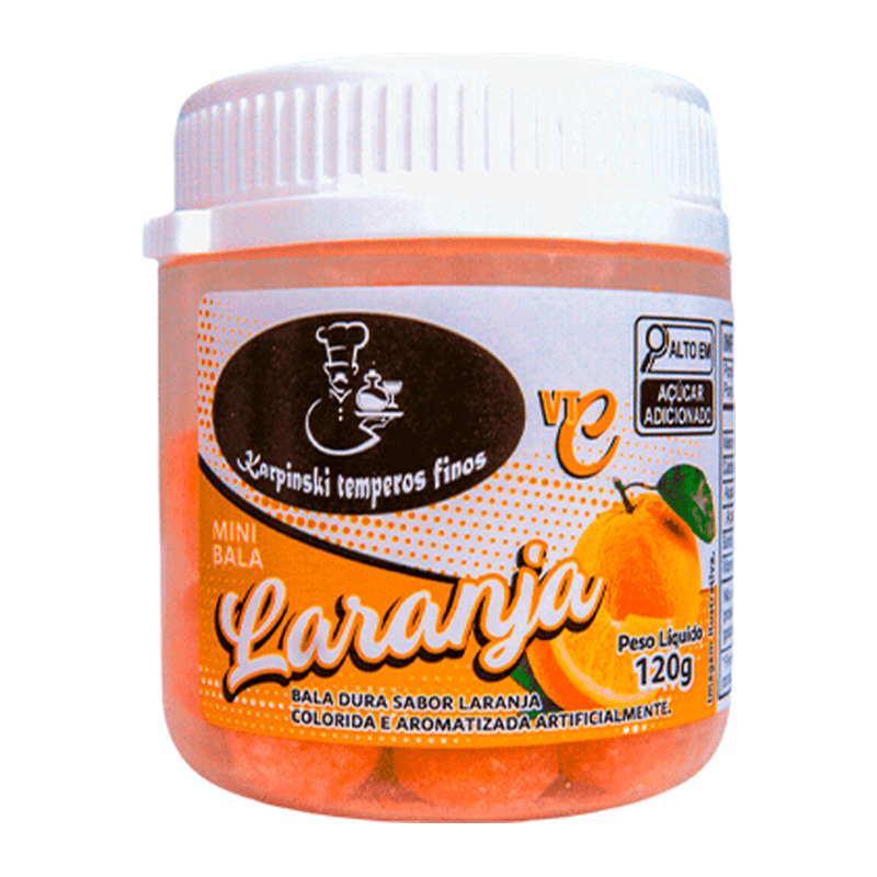 Bala de Laranja Karpinski Temperos Finos, embalagem de 135g