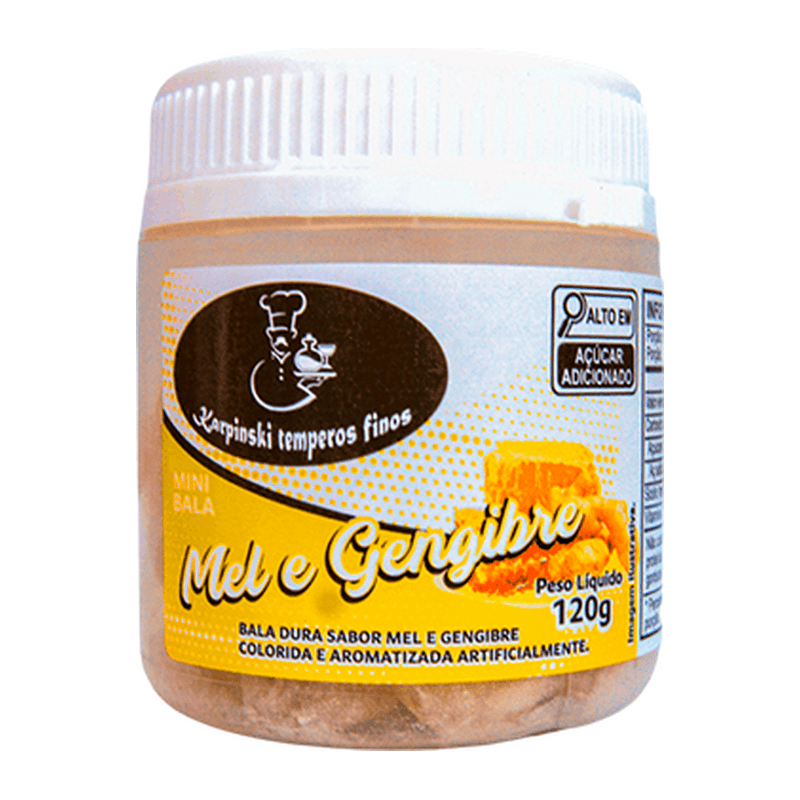 Bala de Mel e Gengibre Karpinski Temperos Finos, embalagem de 135g