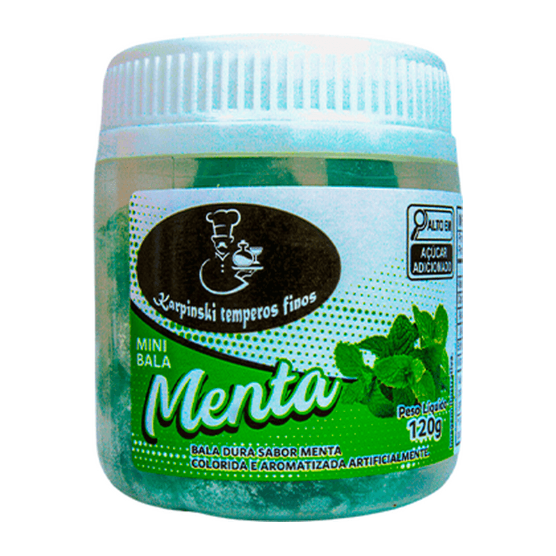 Bala de Menta Karpinski Temperos Finos, embalagem de 135g