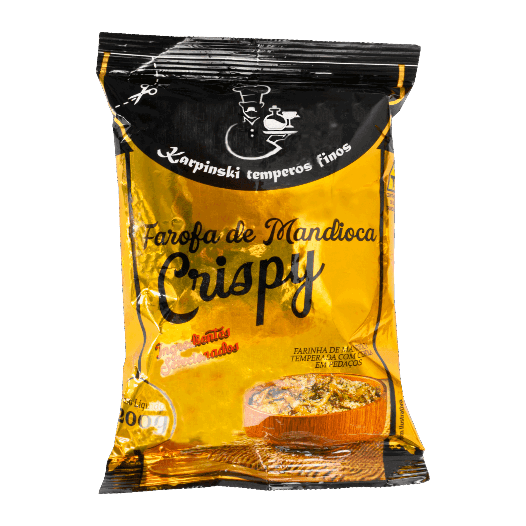 Farofa de Mandioca Crispy Crocante Karpinski Temperos Finos, embalagem de 20 g