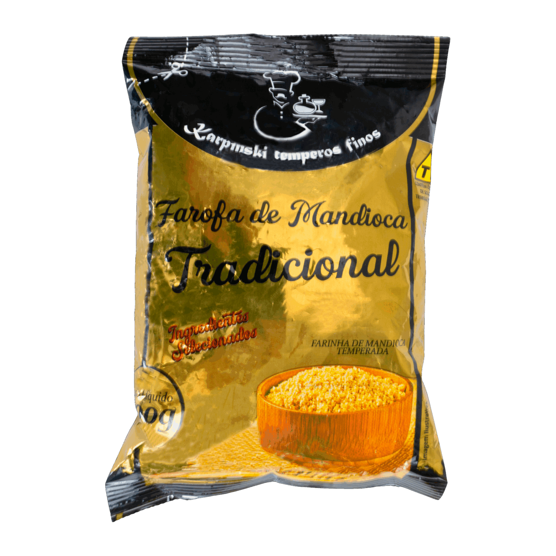 Farofa de Mandioca Tradicional Karpinski Temperos Finos, embalagem de 20 g