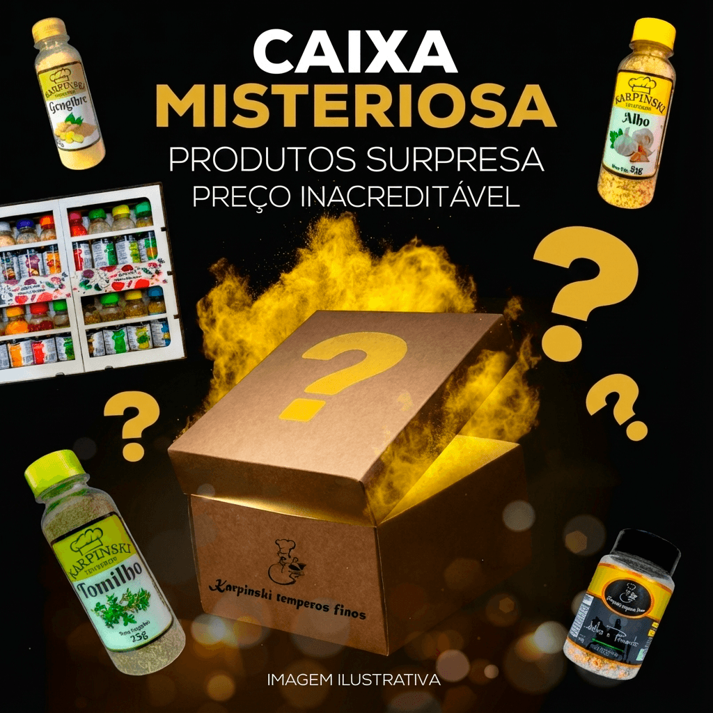 Caixa Misteriosa Karpinski Temperos Finos com seleção surpresa de temperos