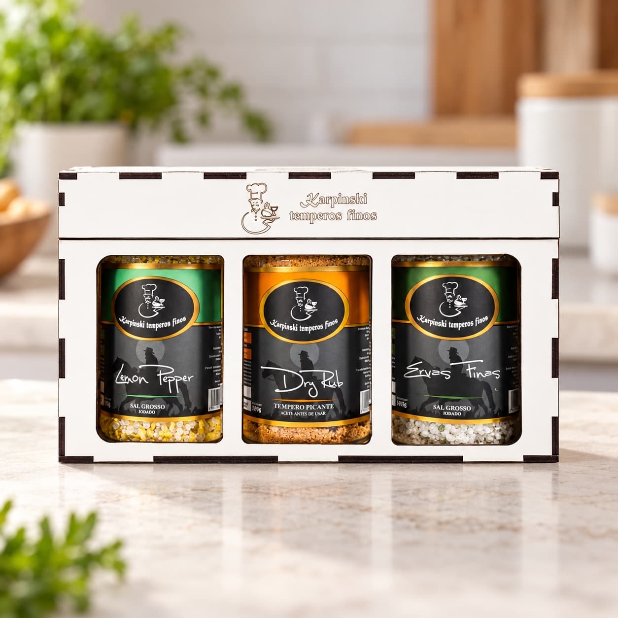 Kit Harmonia do Churrasco Karpinski — detalhe da embalagem e do rótulo