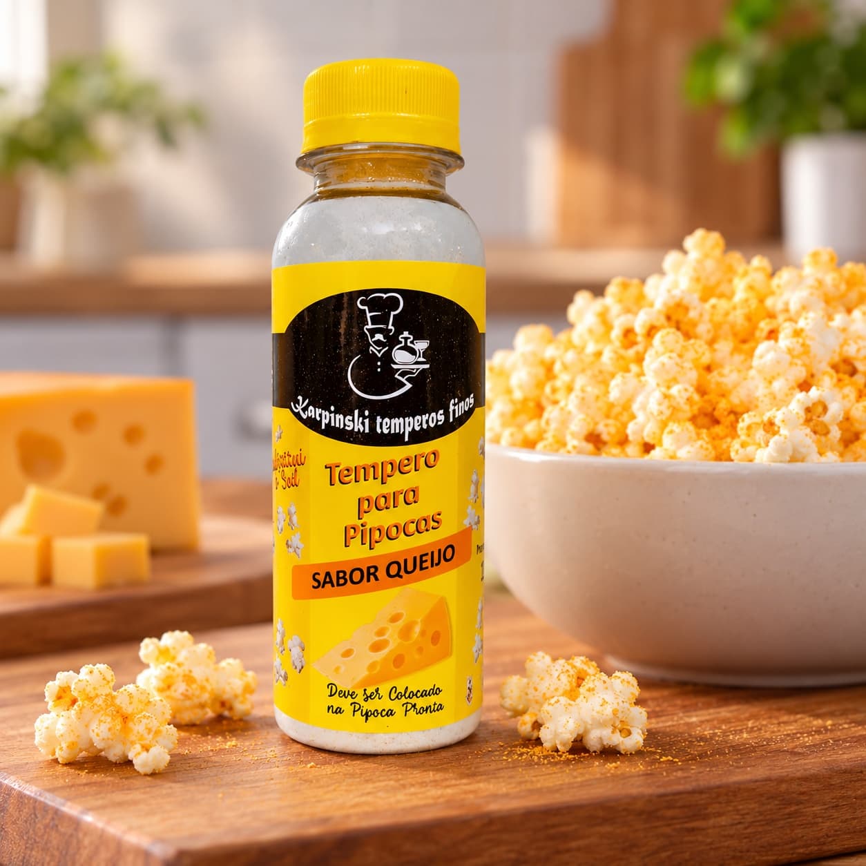 Tempero para Pipoca Sabor Queijo Karpinski — no preparo com pipoca preparada em tigela