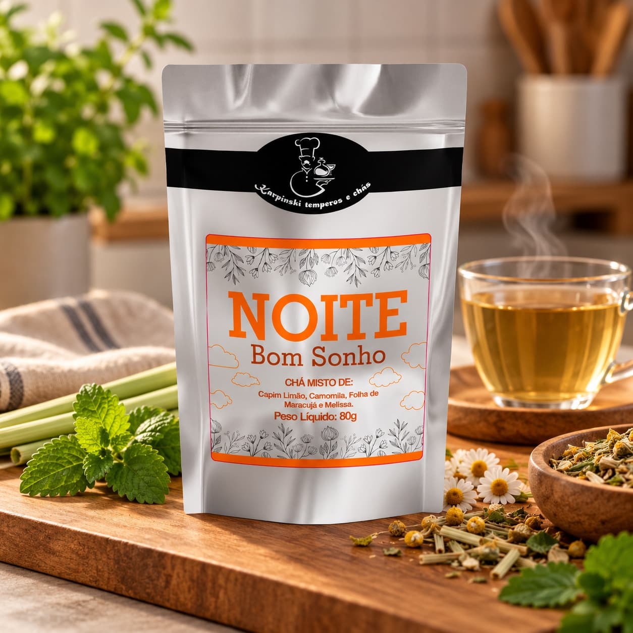 Chá Noite Bom Sonho Karpinski 80 g — no preparo com chá preparado em xícara