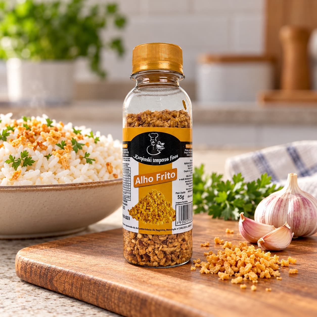 Tempero Alho Frito Karpinski 55 g — no preparo com arroz cozido