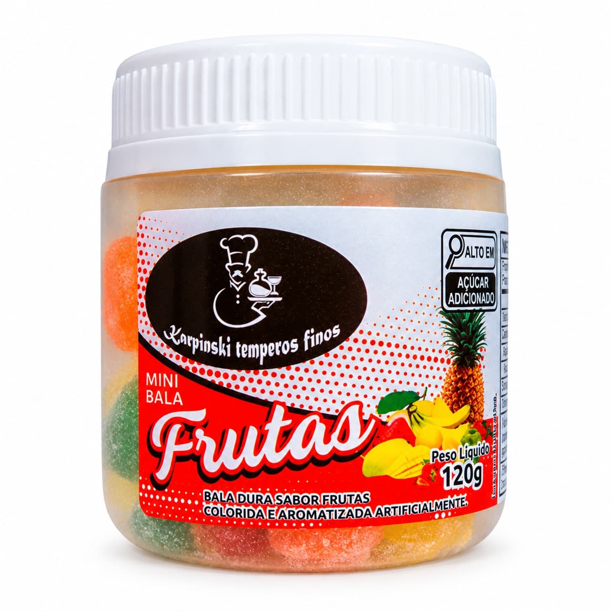 Bala de Frutas Sortidas Karpinski 120 g — embalagem em fundo branco