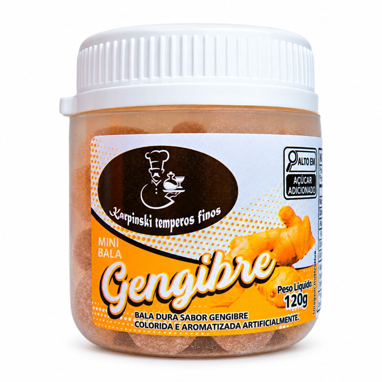 Bala de Gengibre Karpinski 120 g — embalagem em fundo branco