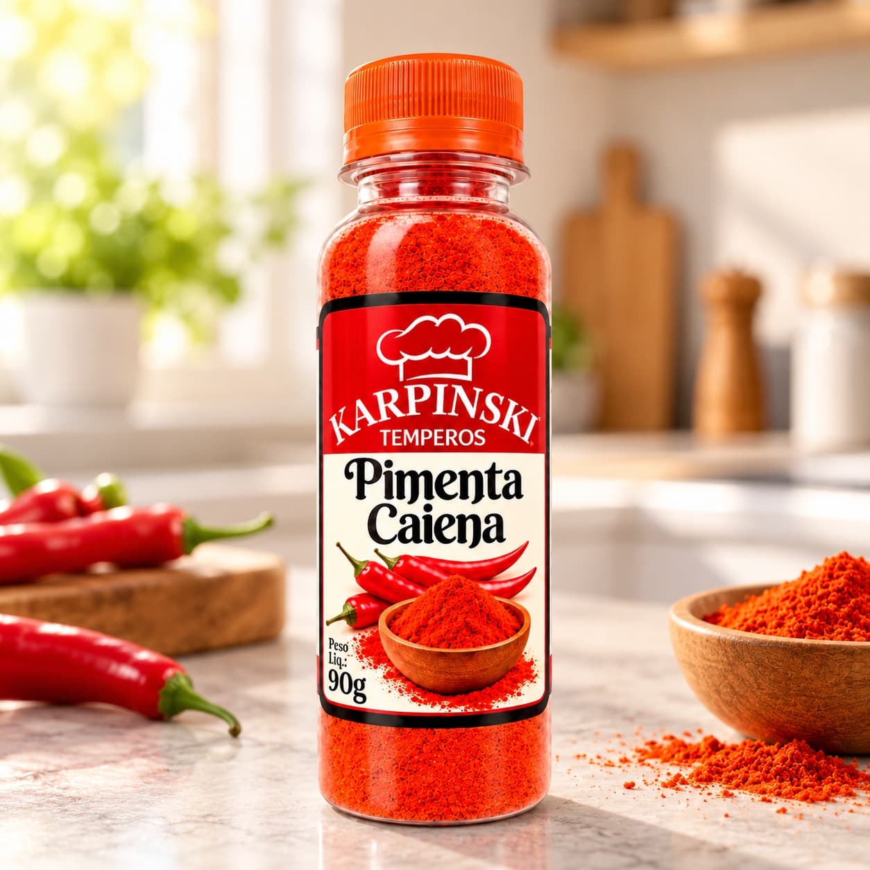 Pimenta Caiena Karpinski 90 g — na bancada da cozinha