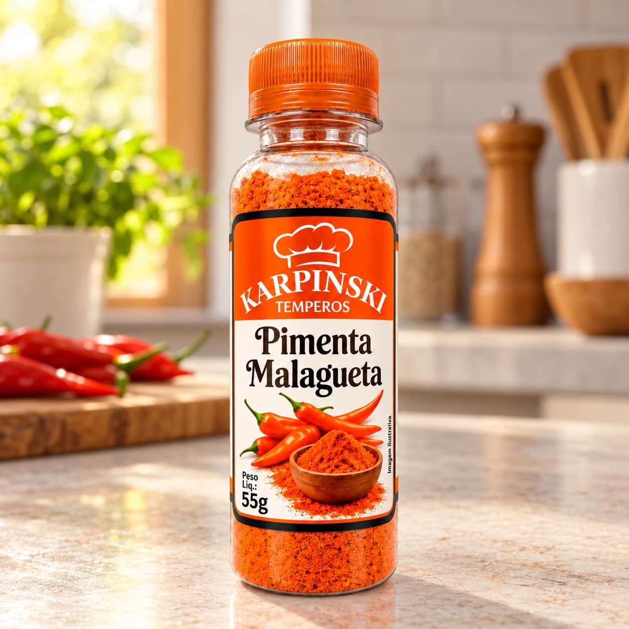 Pimenta Malagueta Karpinski 55 g — na bancada da cozinha