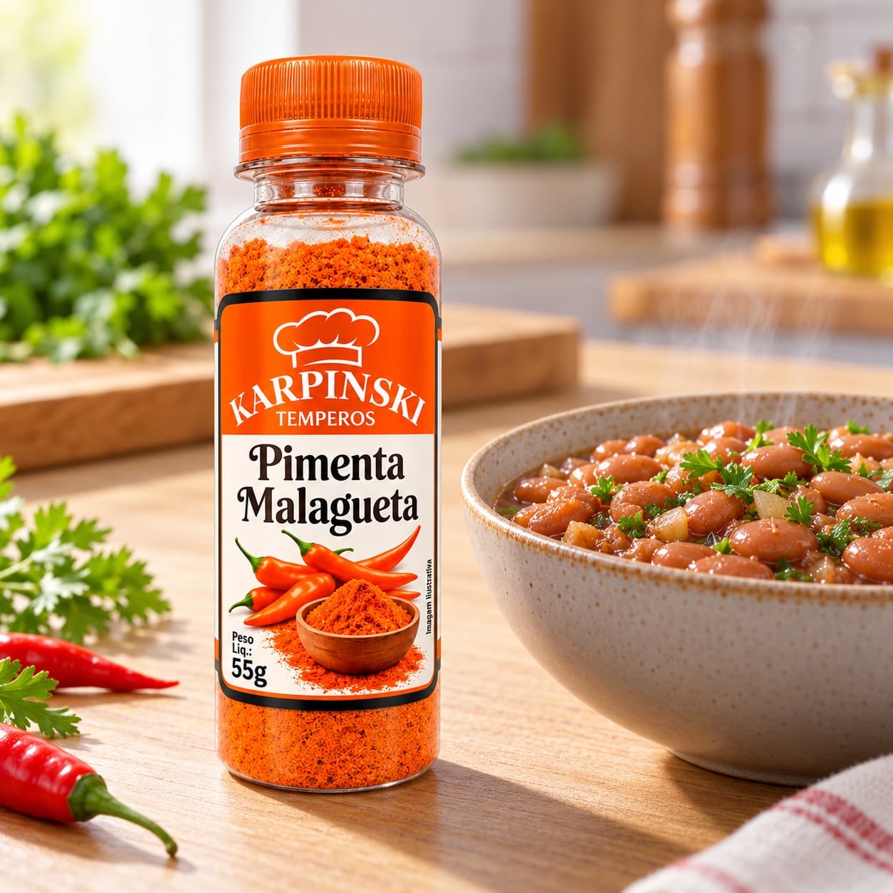 Pimenta Malagueta Karpinski 55 g — ao lado de feijão cozido