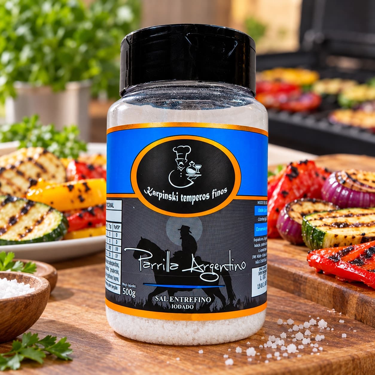 Sal Parrilla Entrefino para Churrasco Karpinski 500 g — no preparo com legumes grelhados