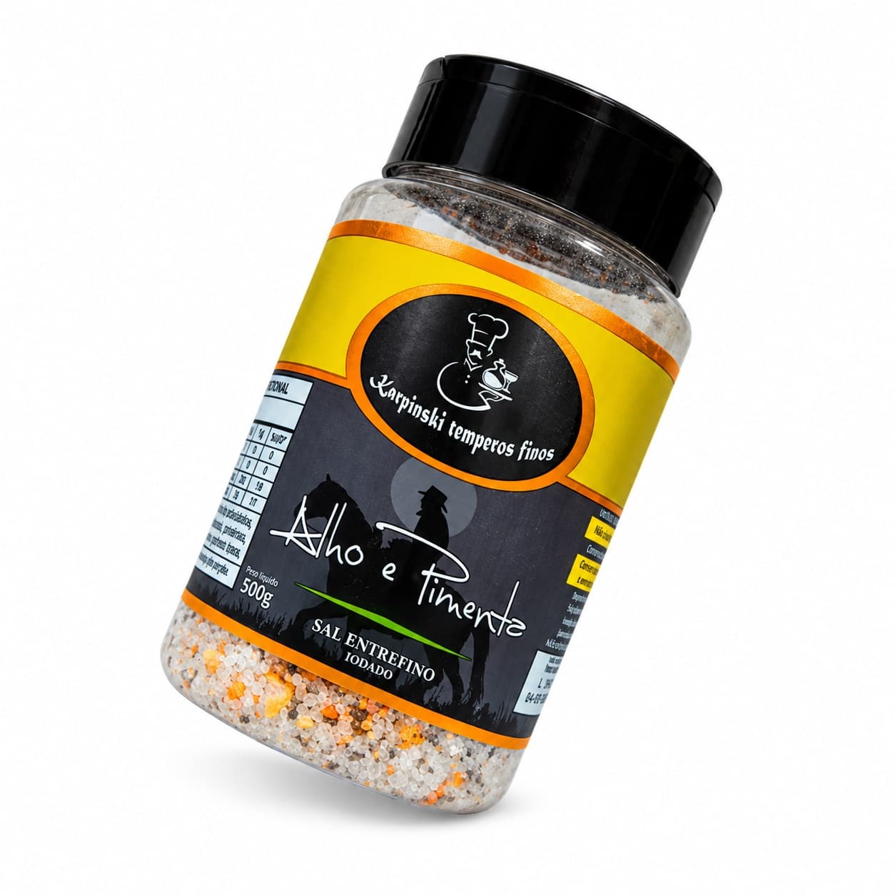 Sal Parrilla com Alho e Pimenta Karpinski 500 g — embalagem em fundo branco