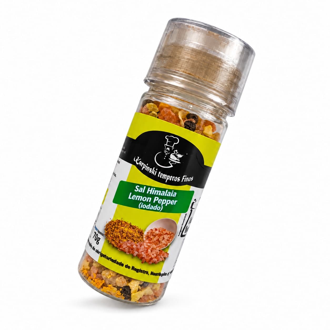 Sal do Himalaia com Lemon Pepper Moedor Karpinski 70 g — embalagem em fundo branco