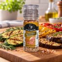 Sal do Himalaia com Mostarda Moedor Karpinski 85 g — no preparo com legumes grelhados