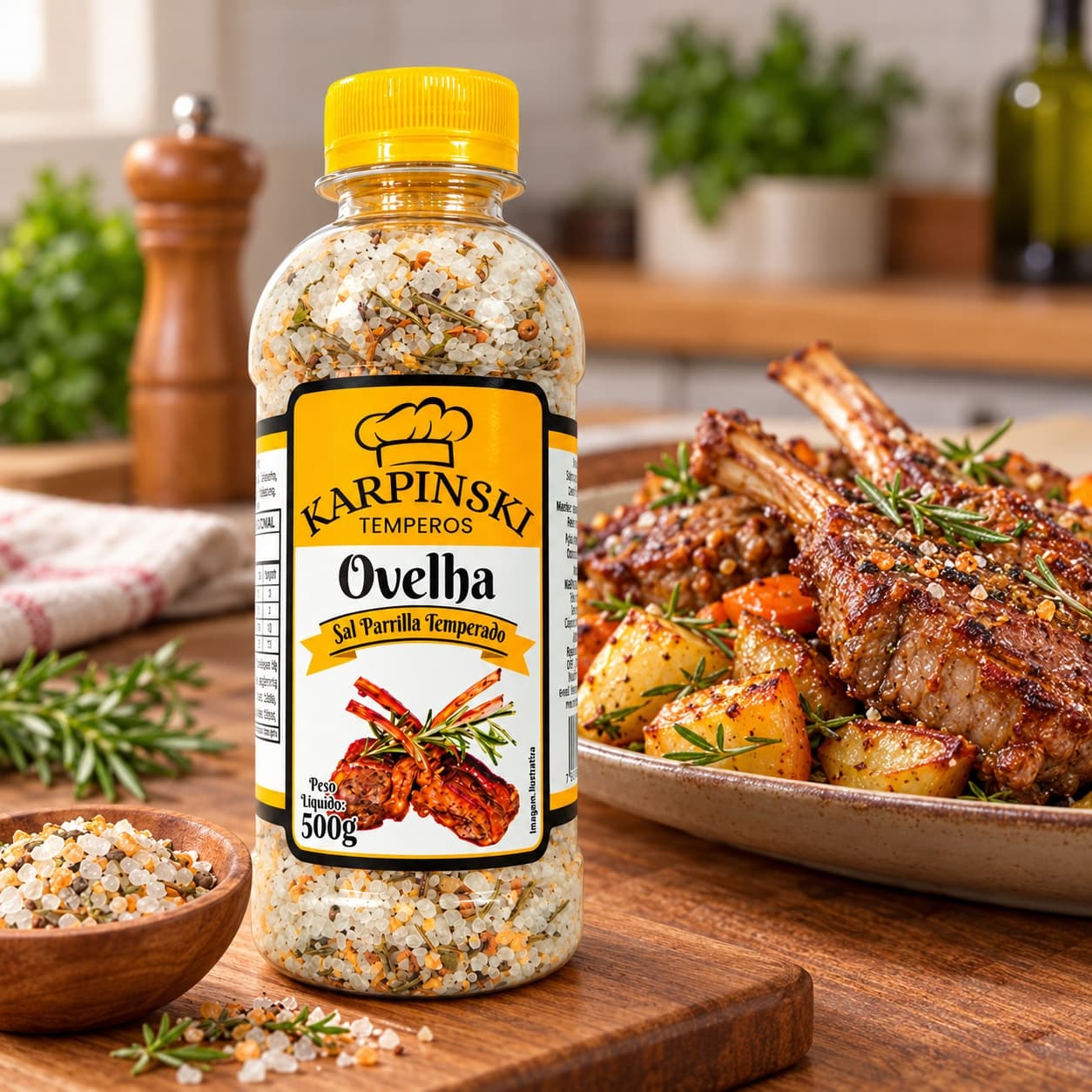Tempero Completo para Ovelha Premium Karpinski 500 g — no preparo com carne cozida com legumes