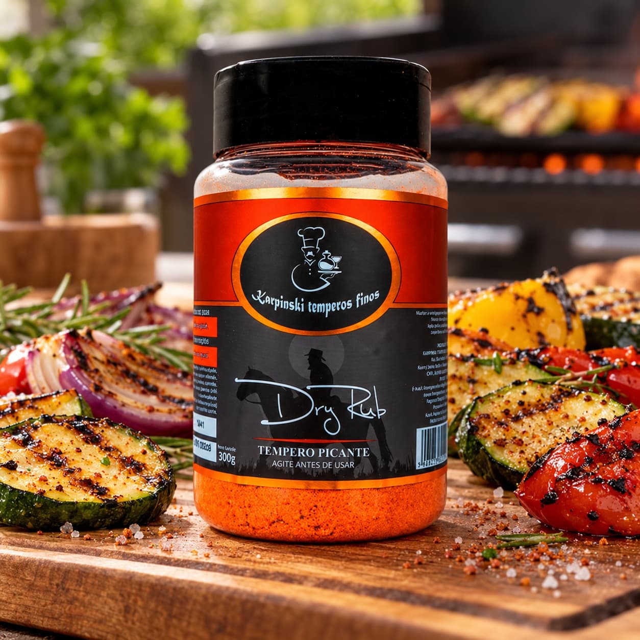 Sal Parrilla Dry Rub para Churrasco Karpinski 300 g — no preparo com legumes grelhados