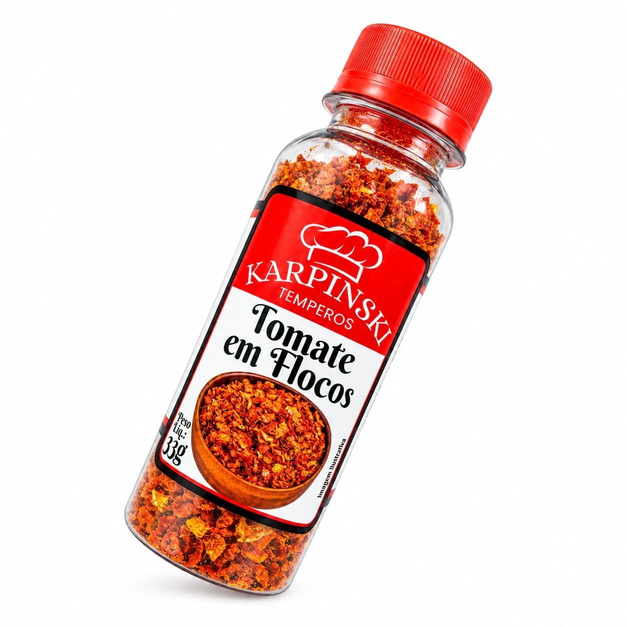 Tomate em Flocos Desidratado Karpinski 33 g — embalagem em fundo branco