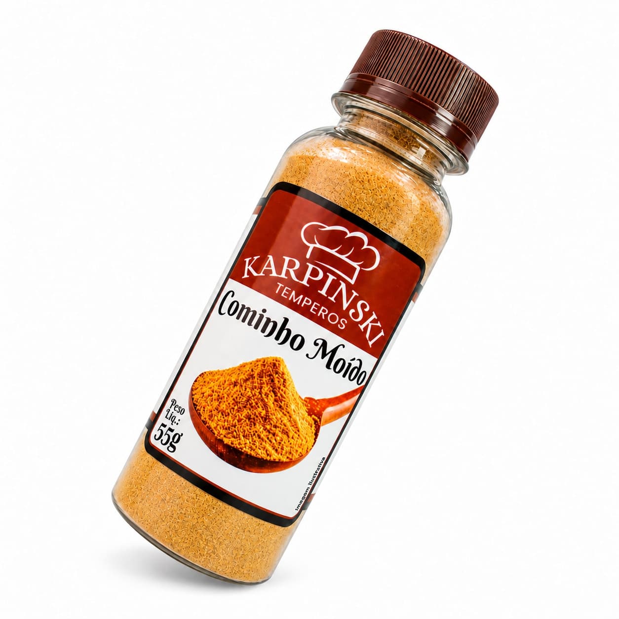 Tempero Cominho Moído Karpinski 55 g — embalagem em fundo branco