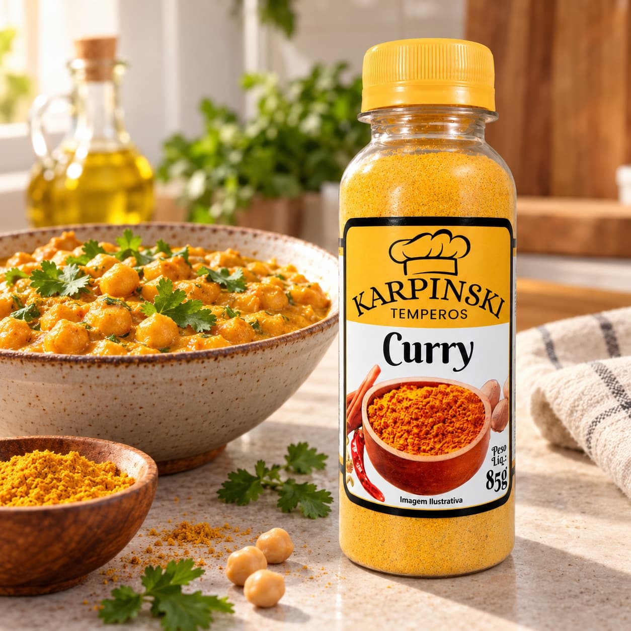 Curry em Pó Karpinski 85 g — com grão-de-bico ao molho cremoso