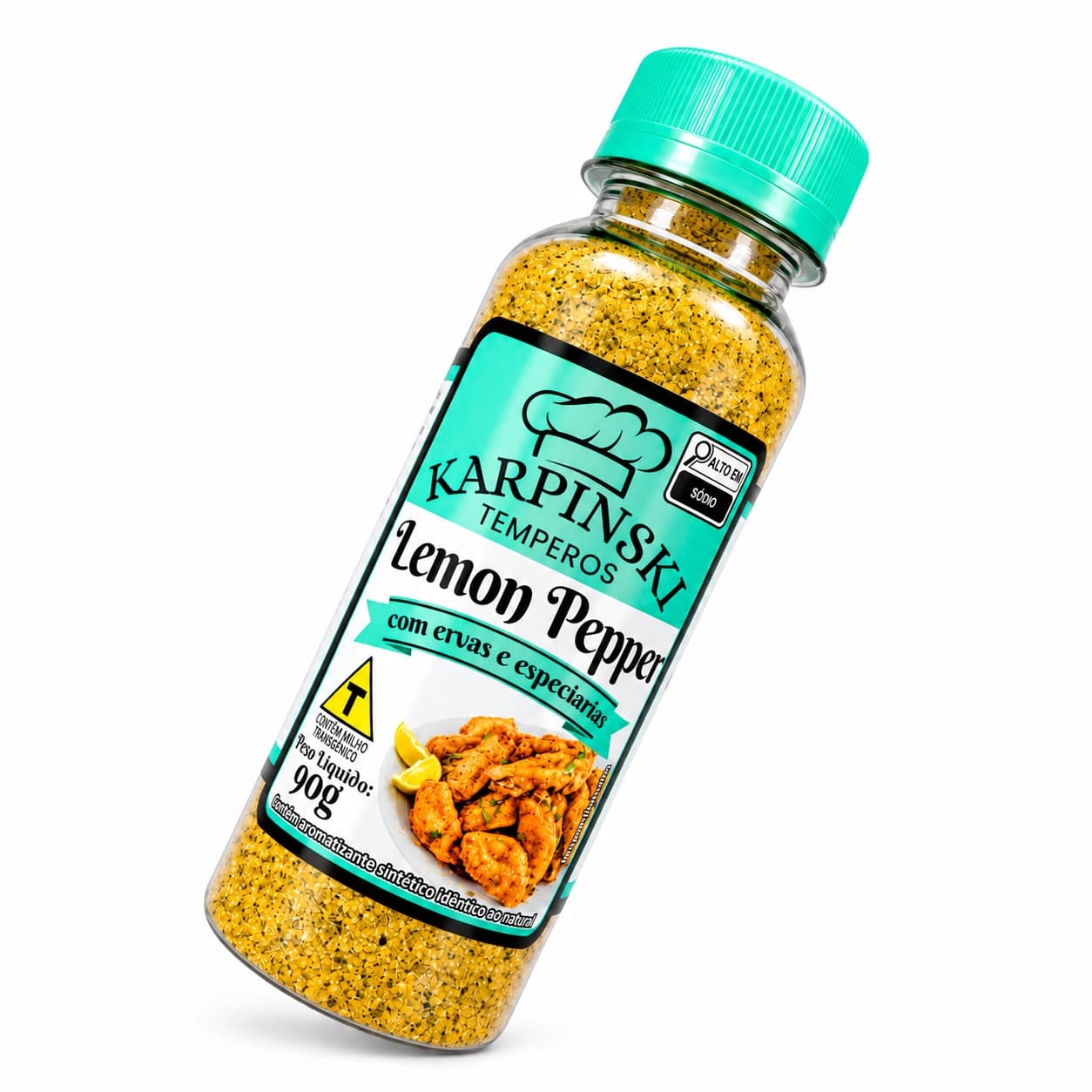 Tempero Lemon Pepper Karpinski 90 g — embalagem em fundo branco