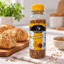 Mix de Linhaça Karpinski — ao lado de pãezinhos caseiros