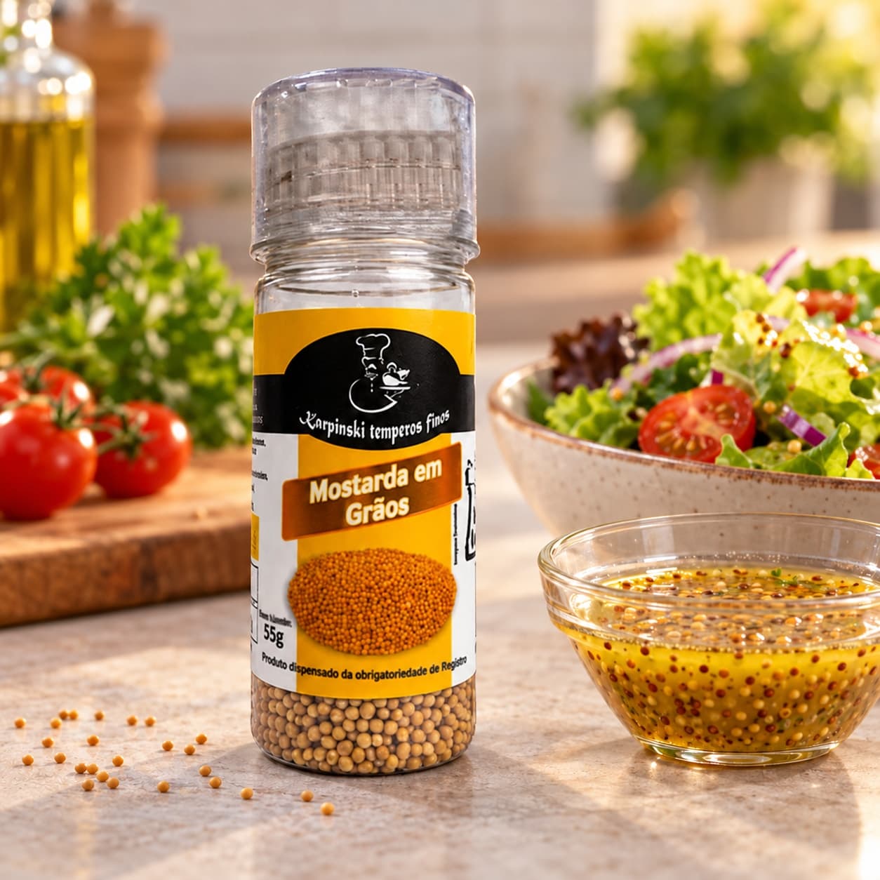 Mostarda em Grãos para Moedor Karpinski 55 g — com molho para salada