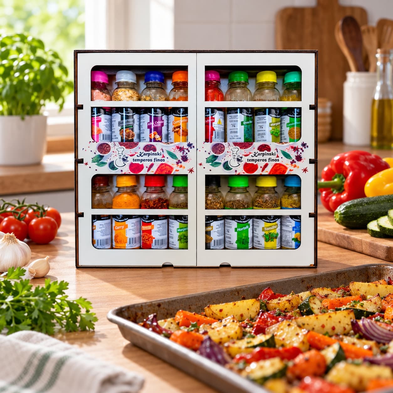 Kit Premium com 16 Temperos Karpinski — no preparo com legumes assados