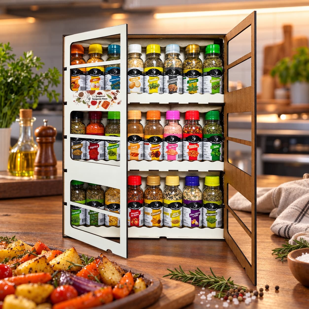 Kit Gold com 24 Temperos Karpinski — no preparo com legumes assados