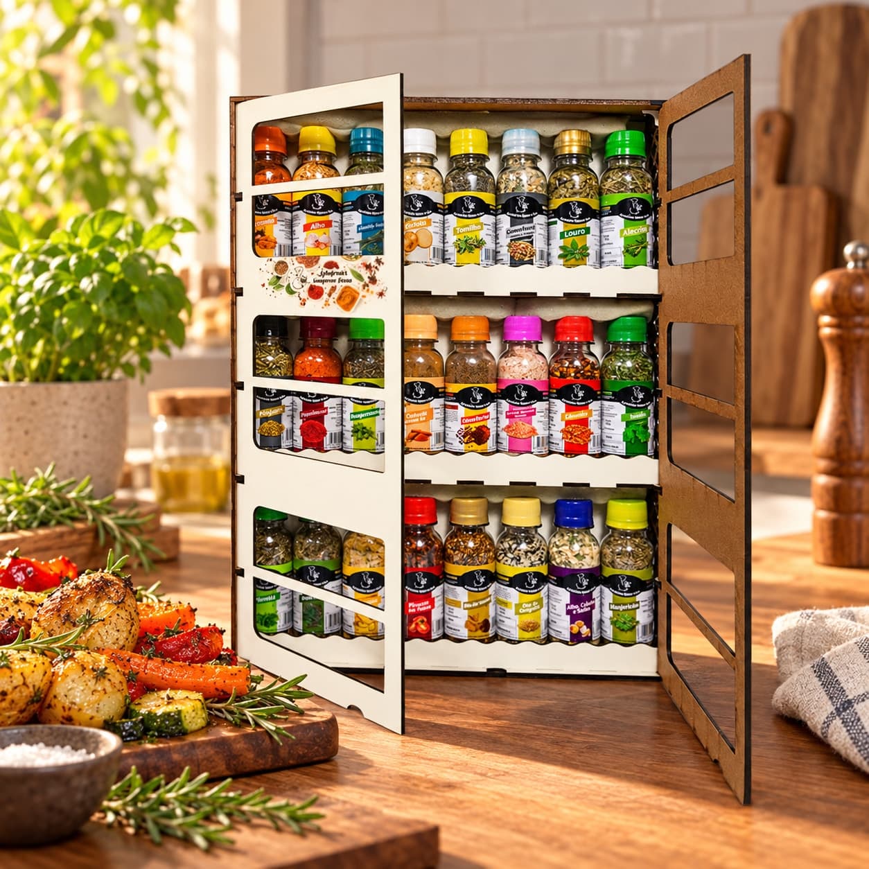 Kit Gold com 24 Temperos Karpinski — com legumes assados