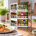 Kit Gold com 24 Temperos Karpinski — ao lado de refeição com arroz e legumes