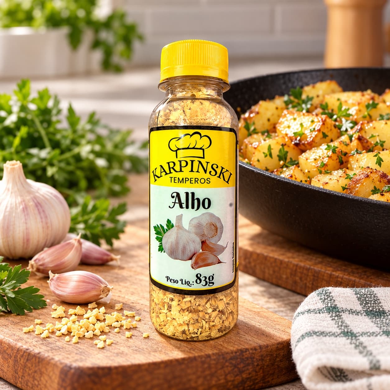 Alho Granulado Karpinski 83 g — no preparo com batatas salteadas