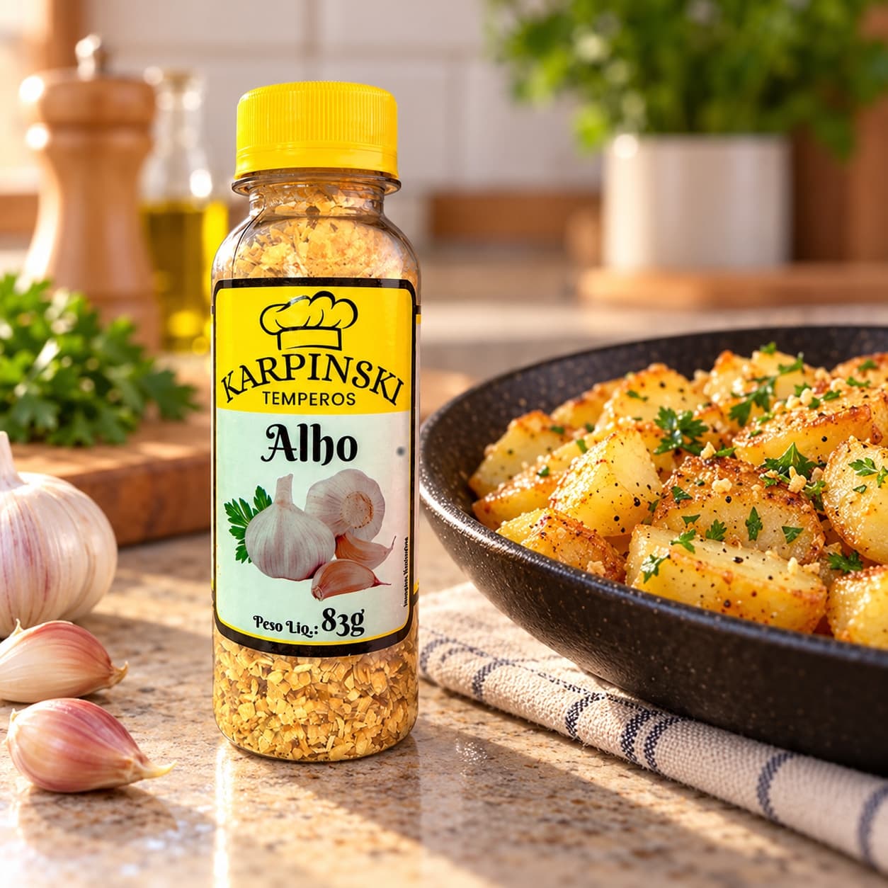 Alho Granulado Karpinski 83 g — com batatas salteadas