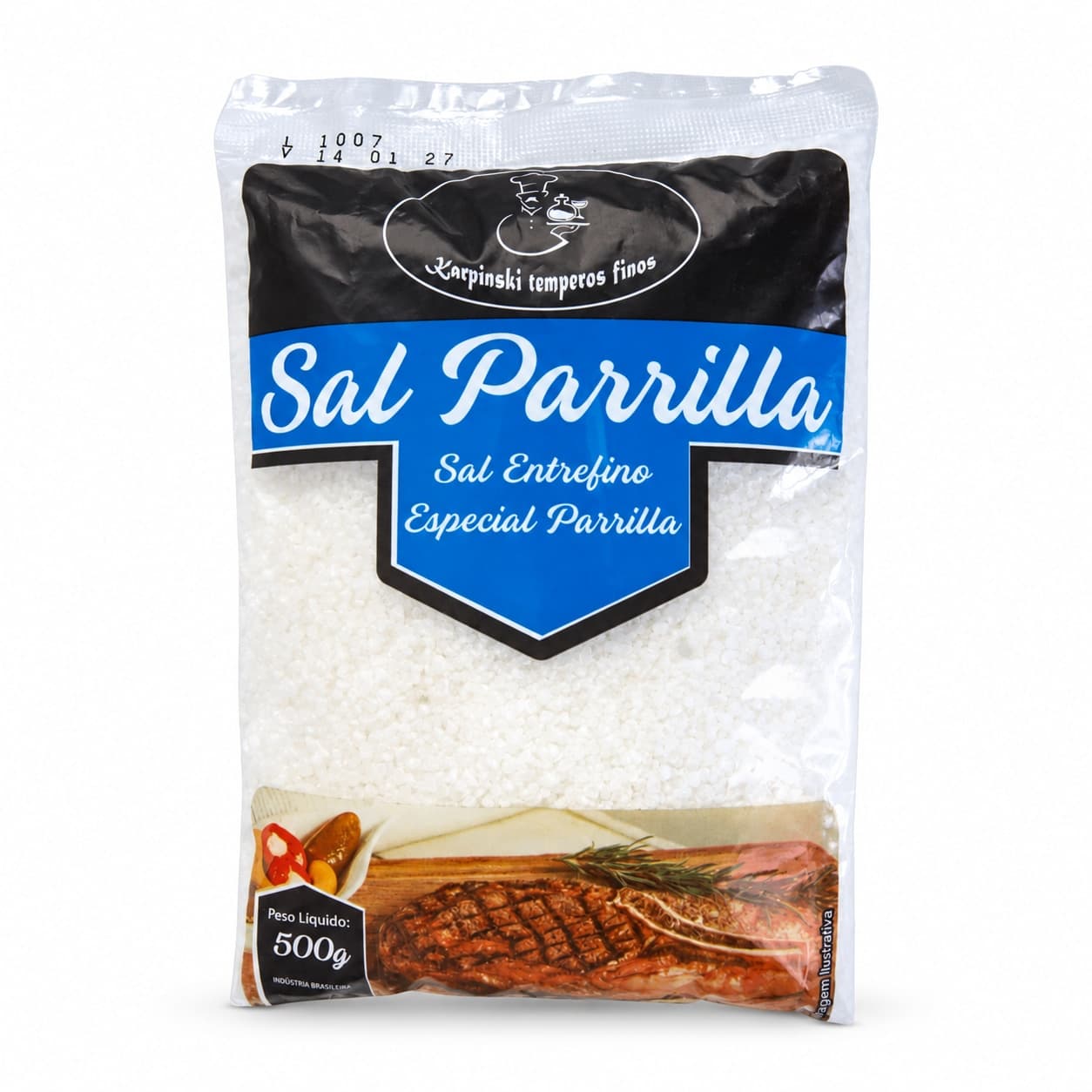 Sal Parrilla Entrefino em Pacote Karpinski 500 g — embalagem em fundo branco