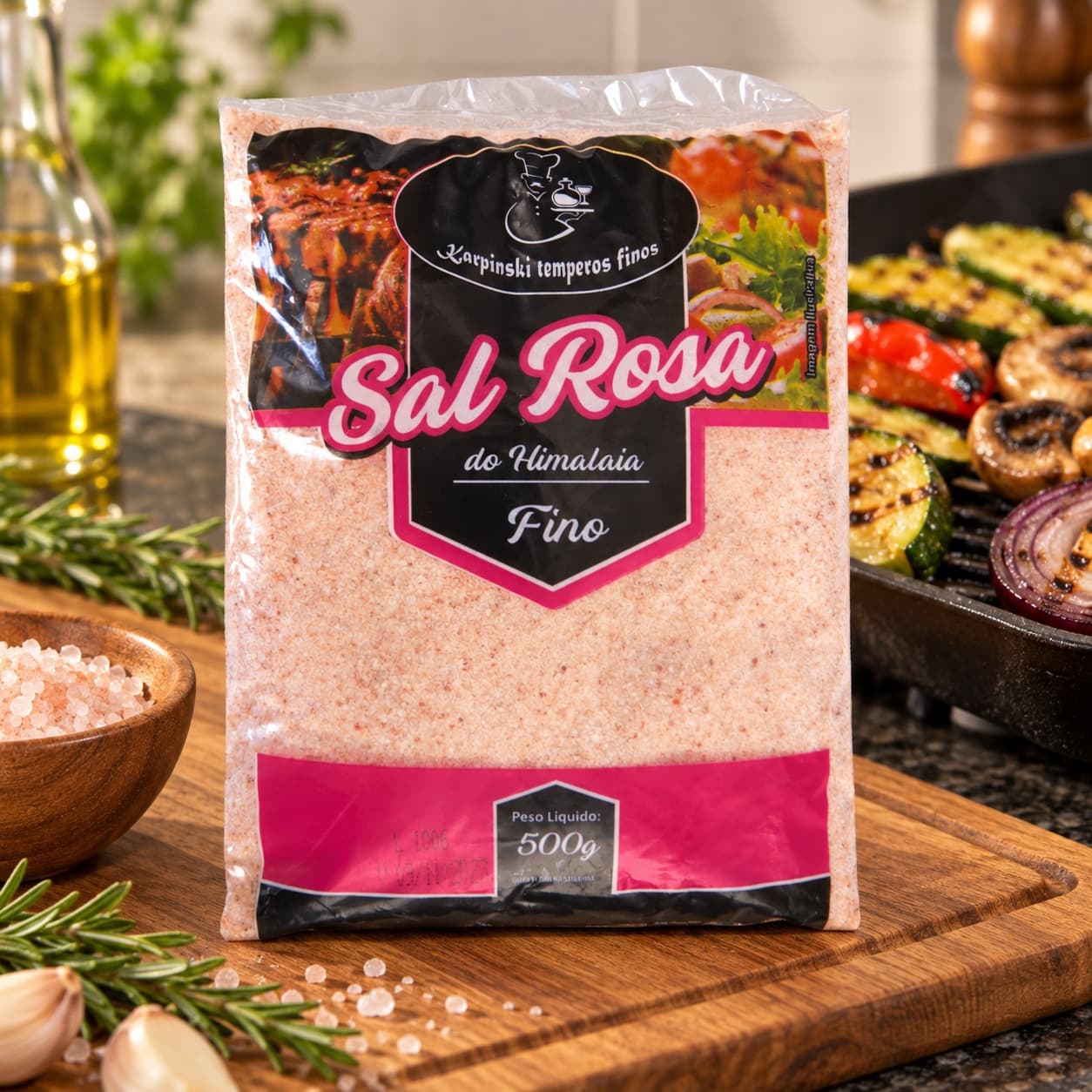 Sal Fino Rosa do Himalaia Pacote Karpinski 500 g — no preparo com legumes grelhados