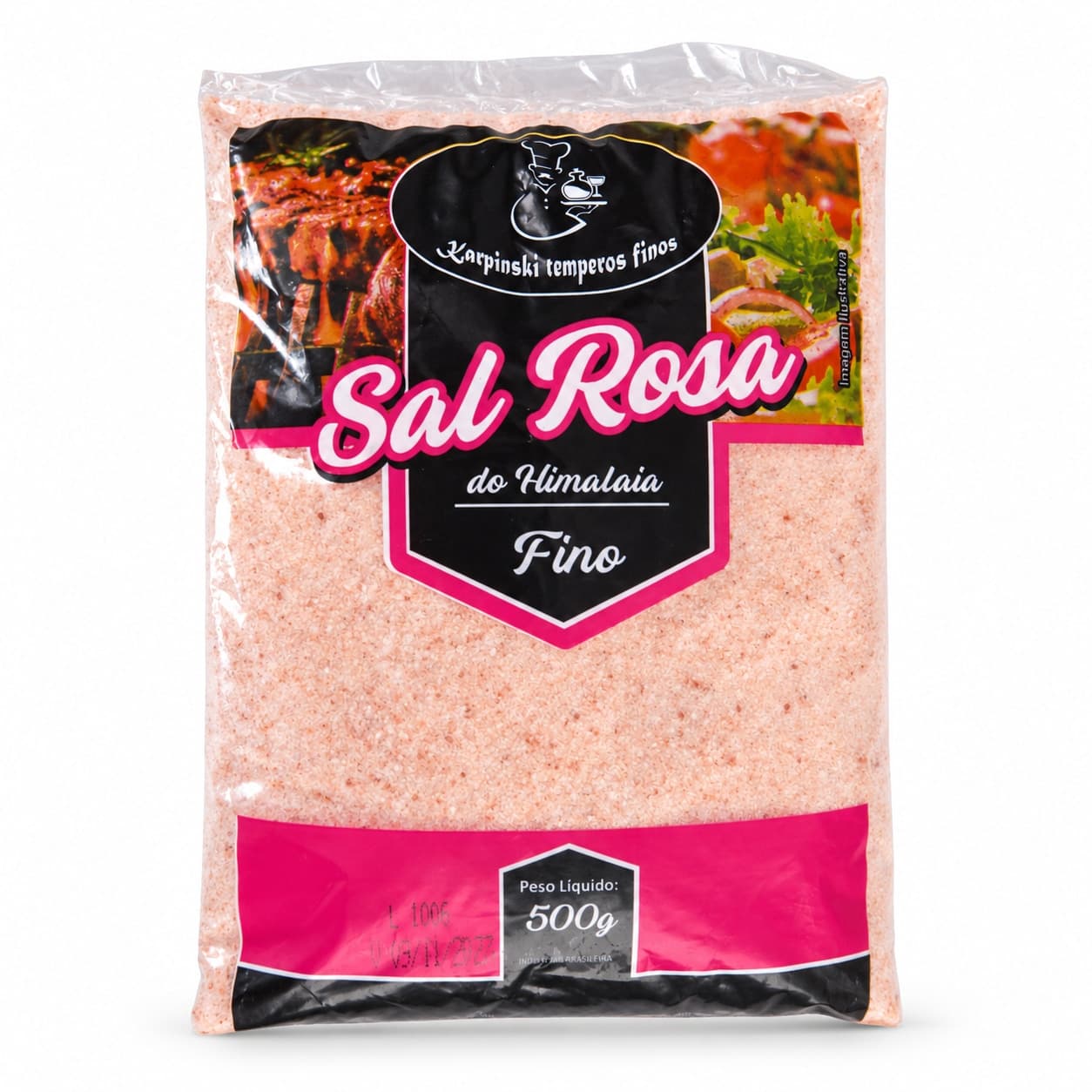 Sal Fino Rosa do Himalaia Pacote Karpinski 500 g — embalagem em fundo branco