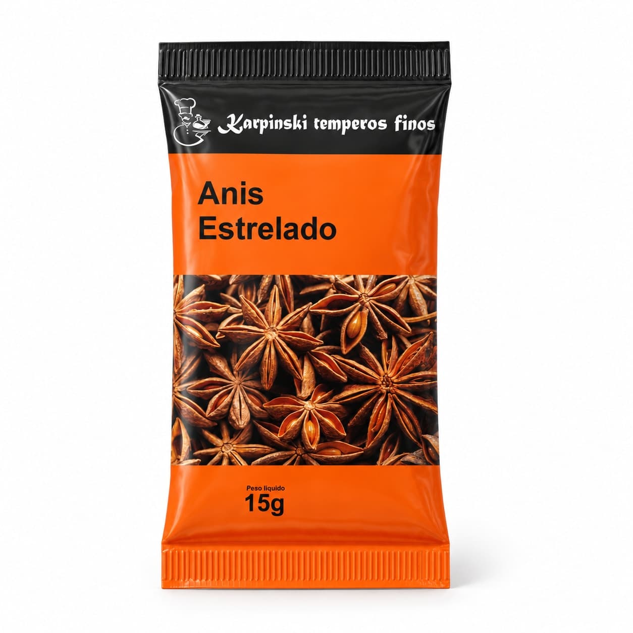 Anis Estrelado em Sachê Karpinski 15 g — embalagem em fundo branco