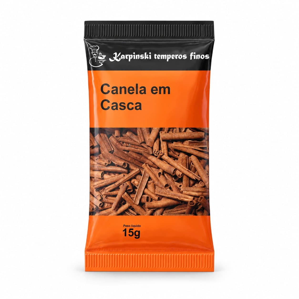 Canela em Casca em Sachê Karpinski 15 g — embalagem em fundo branco