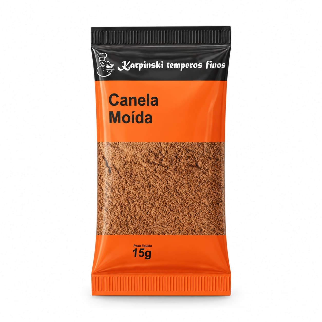 Canela em Pó em Sachê Karpinski 15 g — embalagem em fundo branco