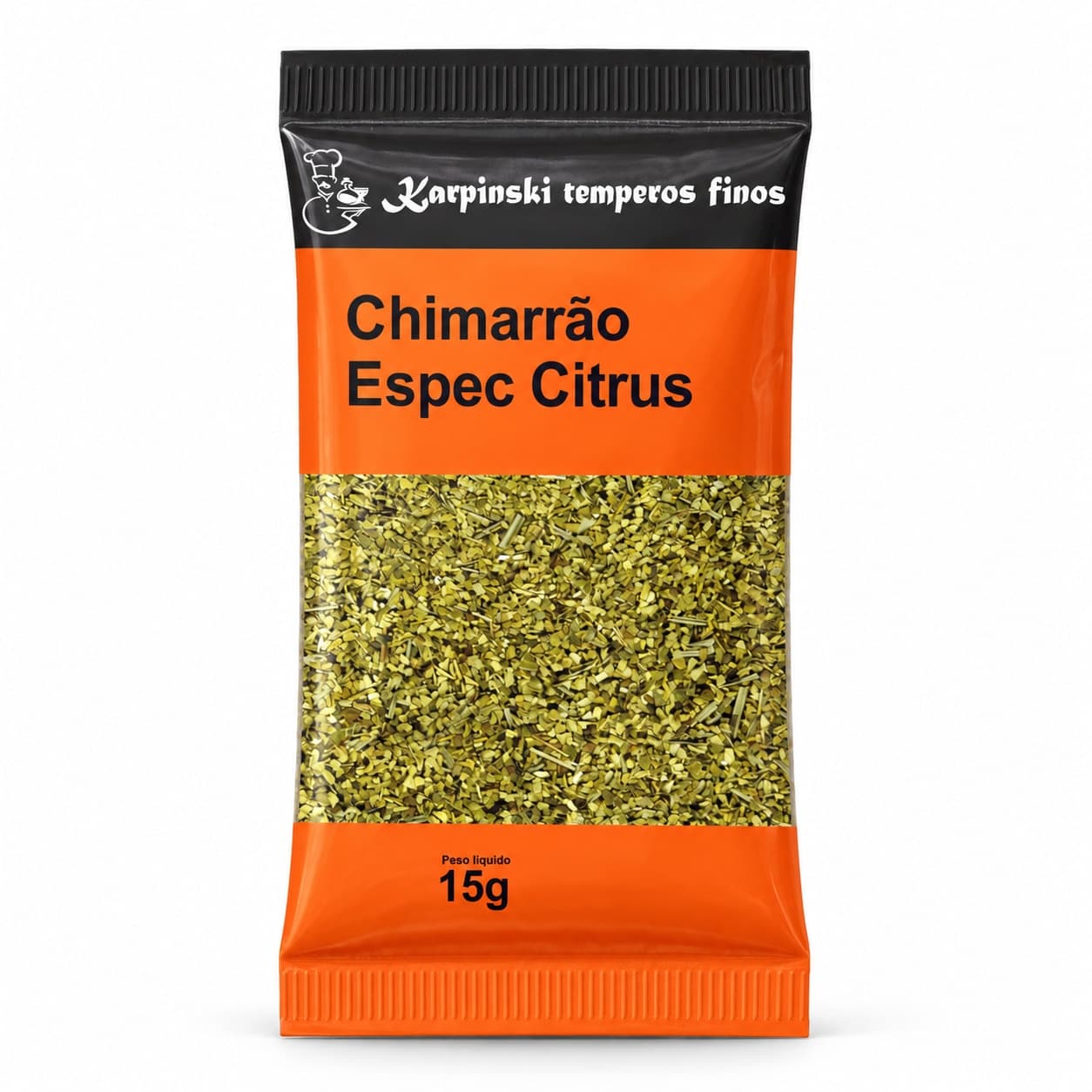 Chá Chimarrão Especial Citrus Karpinski 15 g — embalagem em fundo branco
