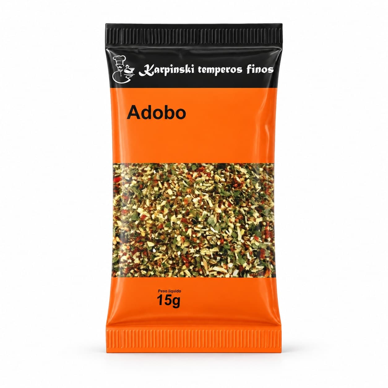 Tempero Adobo em Sachê Karpinski 15 g — embalagem em fundo branco